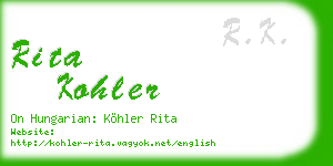 rita kohler business card
